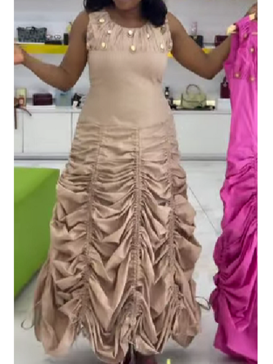 Pleated Sleeveless Dress