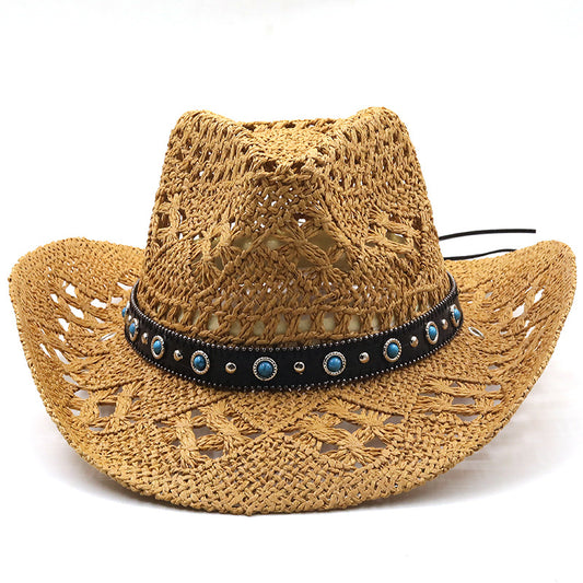 Straw Hat Sunscreen Handmade Western Cowboy Cowgirl Hat