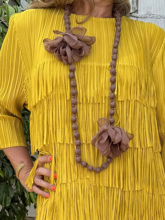 Tassel Elegant Three-quarter Sleeve Cake Dress