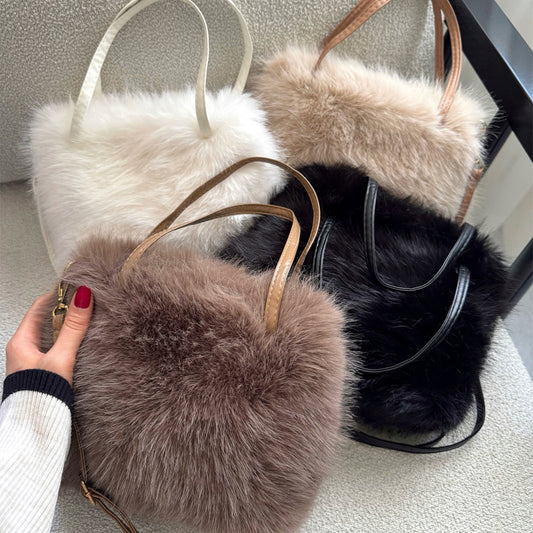 Faux Fox Fur Messenger Bag Shoulder Bag