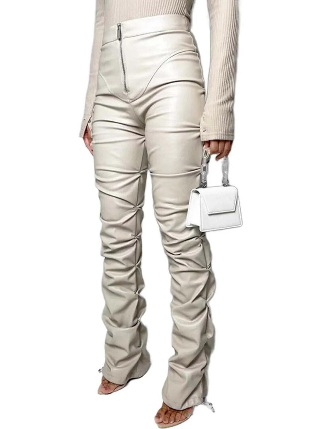 Faux Leather Ruffled Leggings