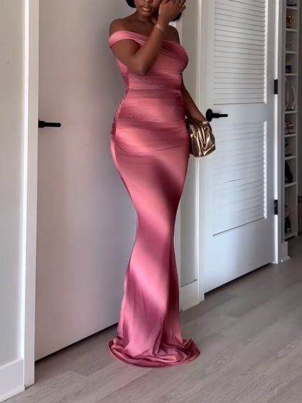 Pink Off-shoulder Skirt