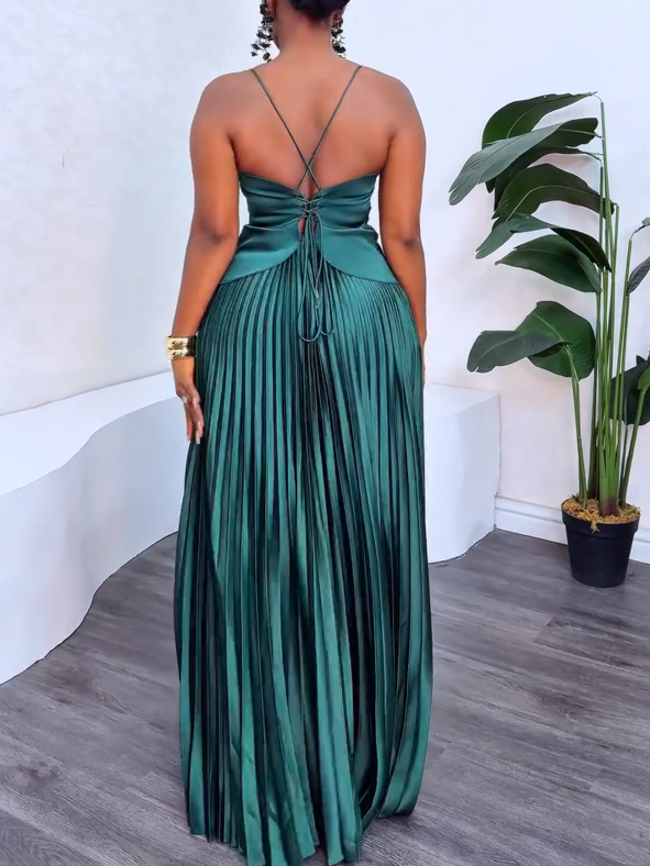 Peacock Green Pleated Skirt