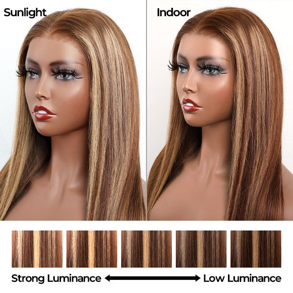 Pre-cut Lace Wig Straight Hair 4/27 Highlight Wear Go Glueless Wig Lace Wig Preplucked With Natural Hairline