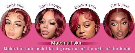 Burgundy Body Wave Lace Front Wigs 13x6 HD Transparent Lace 180% Density Wine Red