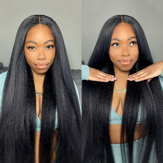 Kinky Straight Hair Wear Go Glueless Wigs 7x5 HD Lace Pre Cut Lace Closure Wigs