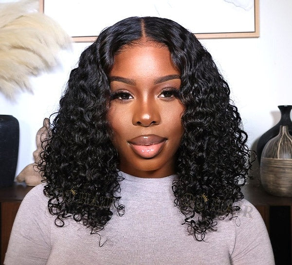 Wear Go Wigs Water Wave Hair Pre Cut 7x5 HD Lace Closure Short Bob Glueless Wig
