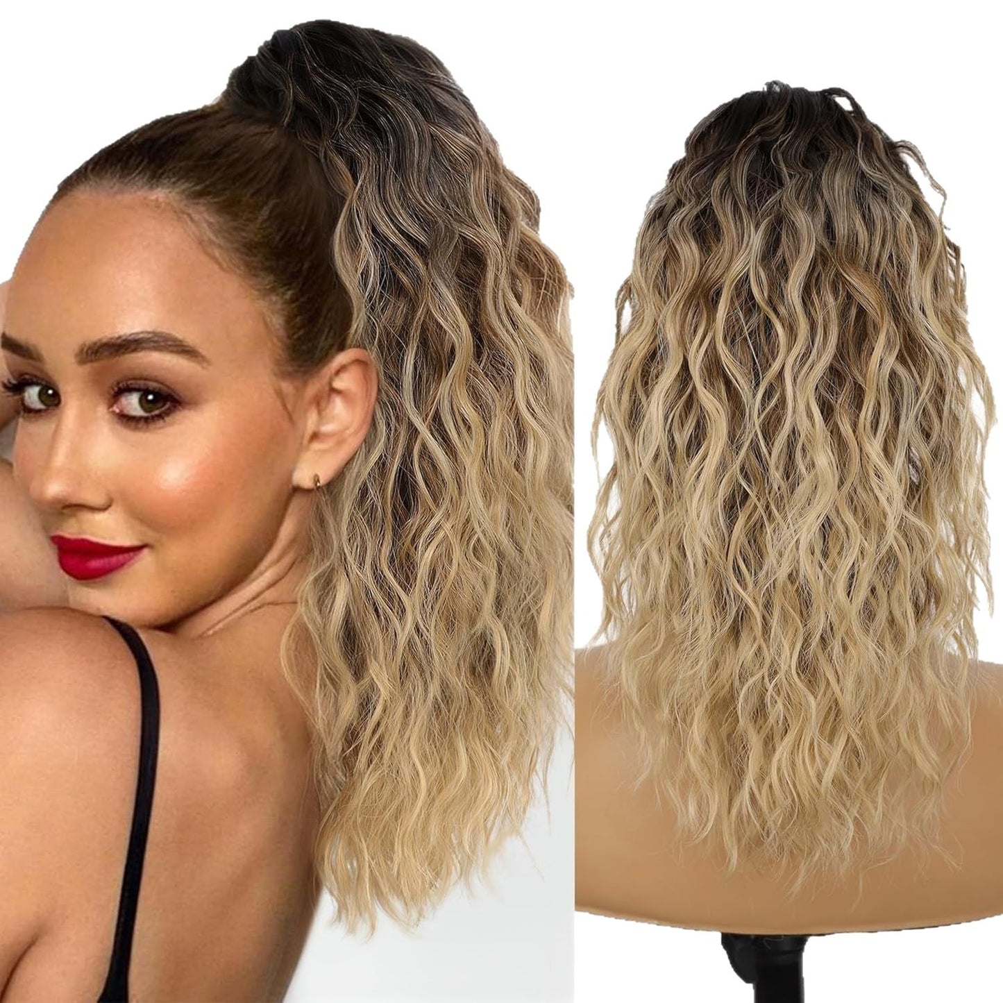 Claw Clip Ponytail Extension 18 Inch Wavy Pony Tails Hair Extensions Layered Fluffy Clip On Ponytails For Women Synthetic Hairpieces