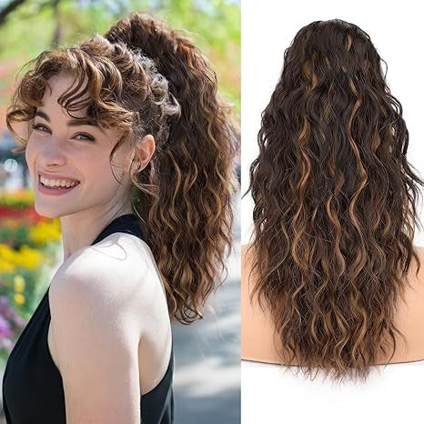 Claw Clip Ponytail Extension 18 Inch Wavy Pony Tails Hair Extensions Layered Fluffy Clip On Ponytails For Women Synthetic Hairpieces