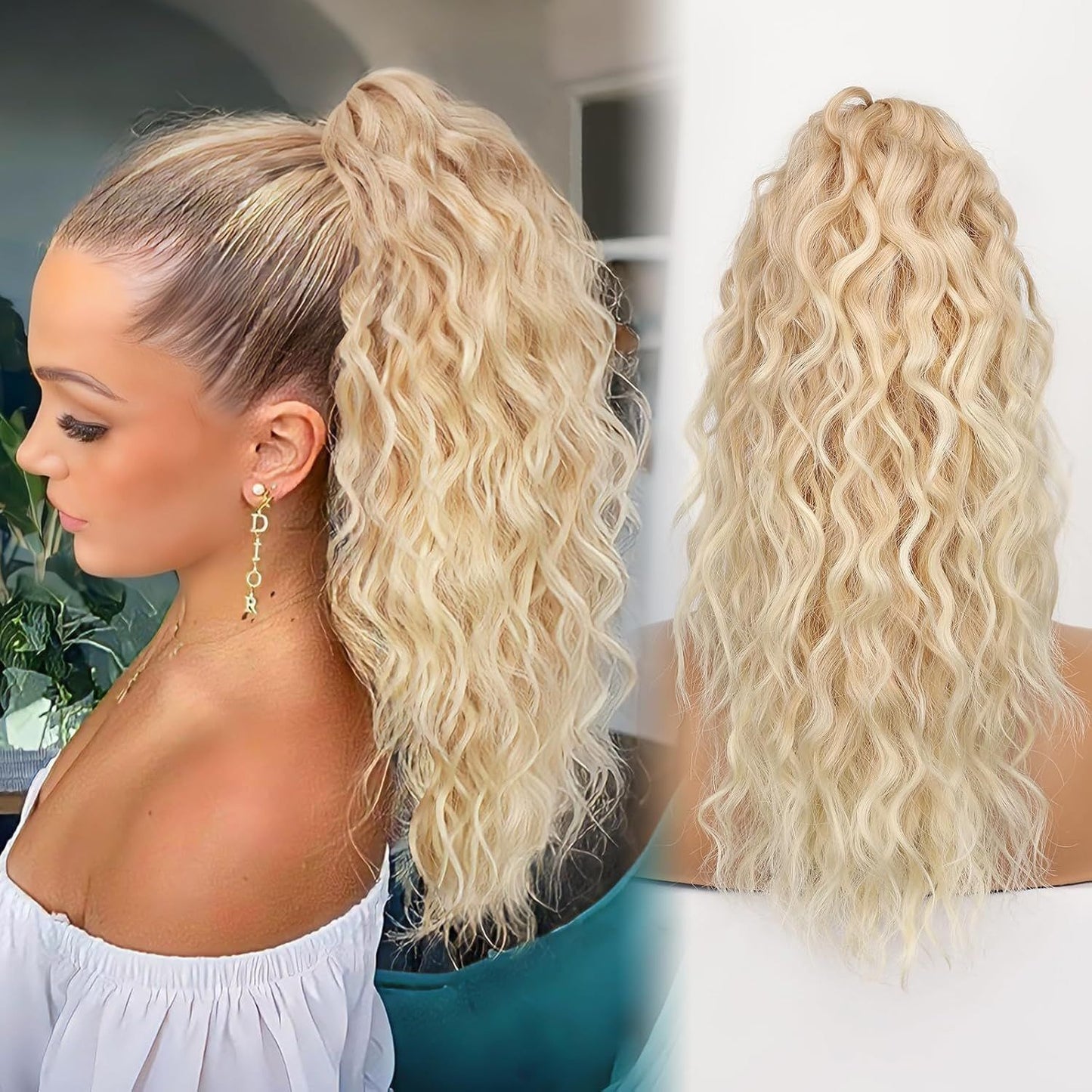 Claw Clip Ponytail Extension 18 Inch Wavy Pony Tails Hair Extensions Layered Fluffy Clip On Ponytails For Women Synthetic Hairpieces