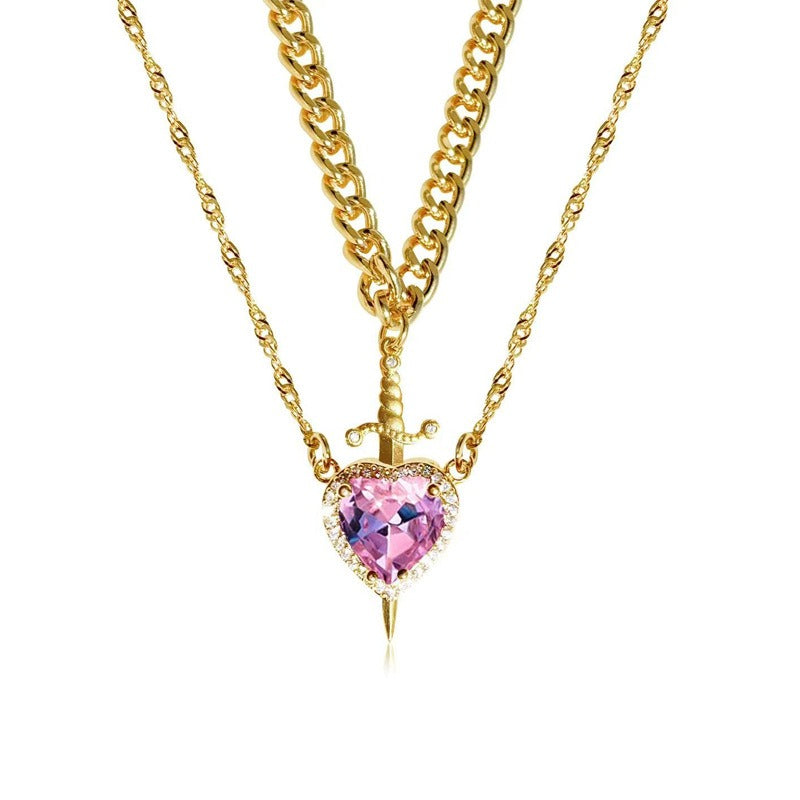 Multi-layered Heart-piercing Dagger Vintage Necklace