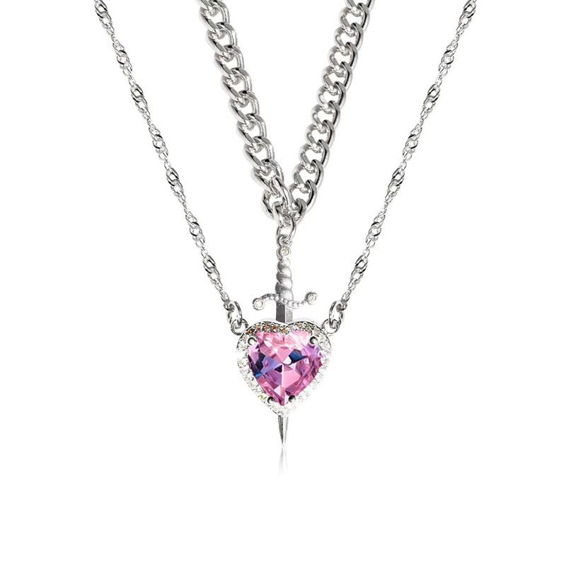Multi-layered Heart-piercing Dagger Vintage Necklace