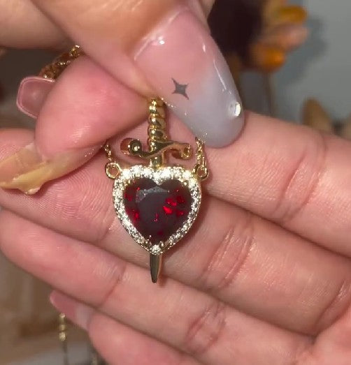 Multi-layered Heart-piercing Dagger Vintage Necklace