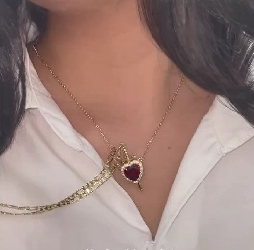 Multi-layered Heart-piercing Dagger Vintage Necklace