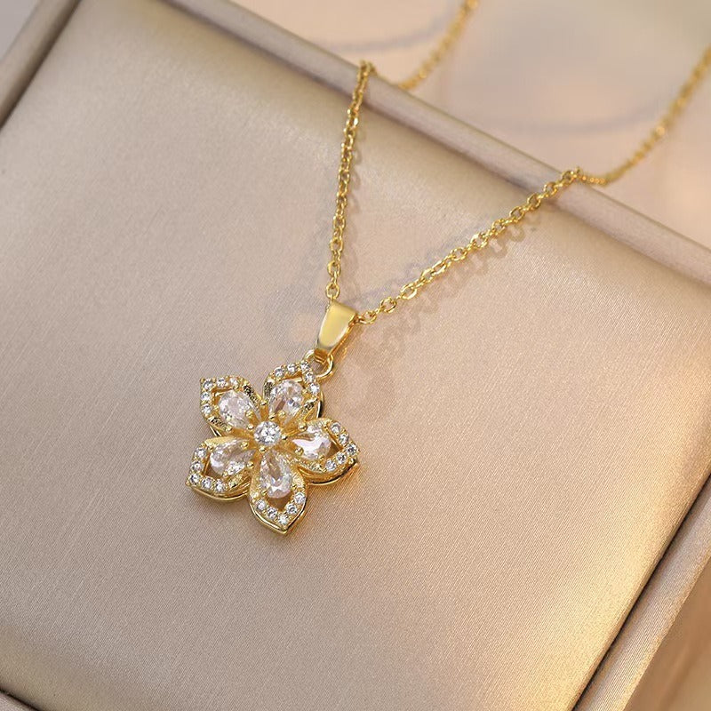 Rotating Bauhinia Flower Zircon Flower Fashion Jewelry
