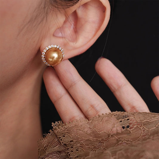 French Vintage Gold Pearl Earrings