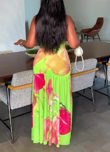 Tube Top Long Dress Sexy Strapless Mesh Backless High Slit Maxi Dress