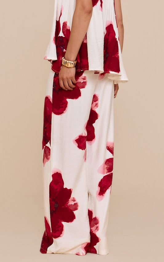 Floral Print Wide Casual 2pcs Set