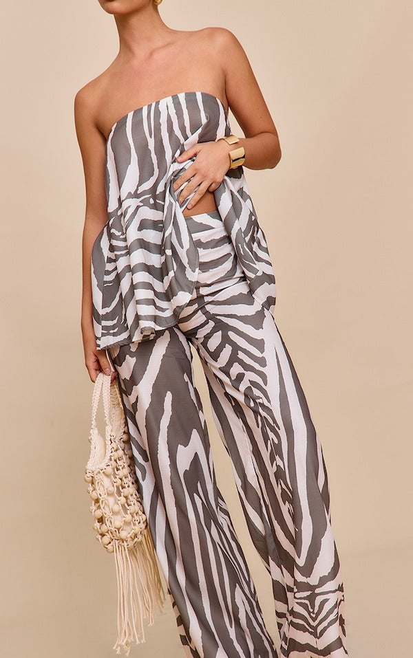 Brown Oversized Zebra Print 2pcs Set