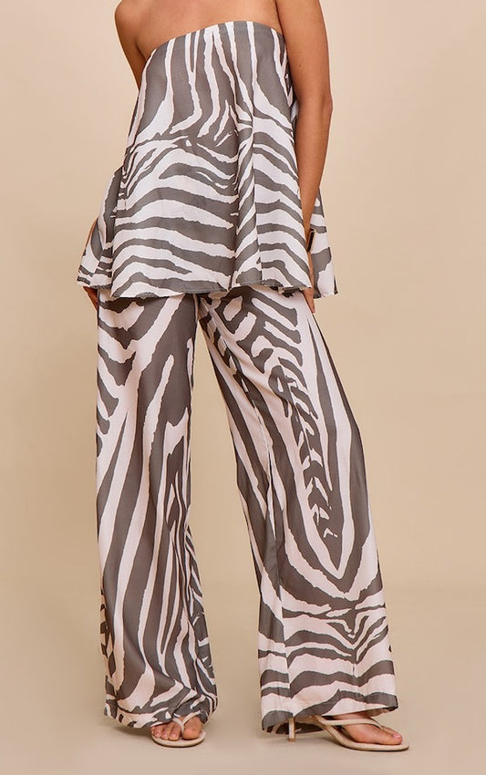 Brown Oversized Zebra Print 2pcs Set