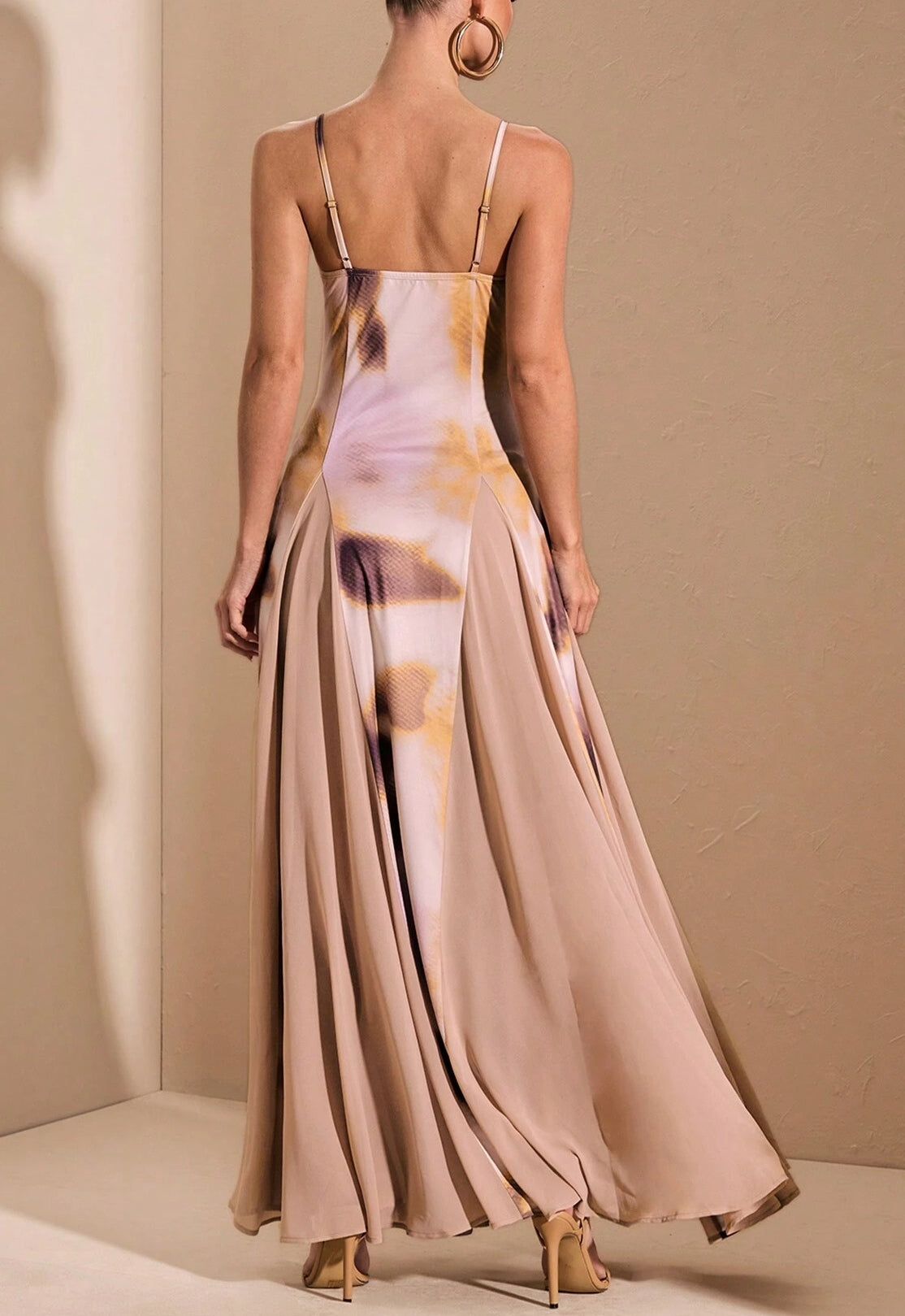 Multi-Color Ombre Print Patchwork Dress