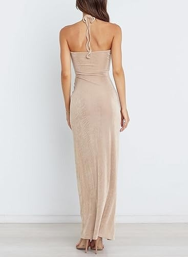 Slit Halter Maxi Dress
