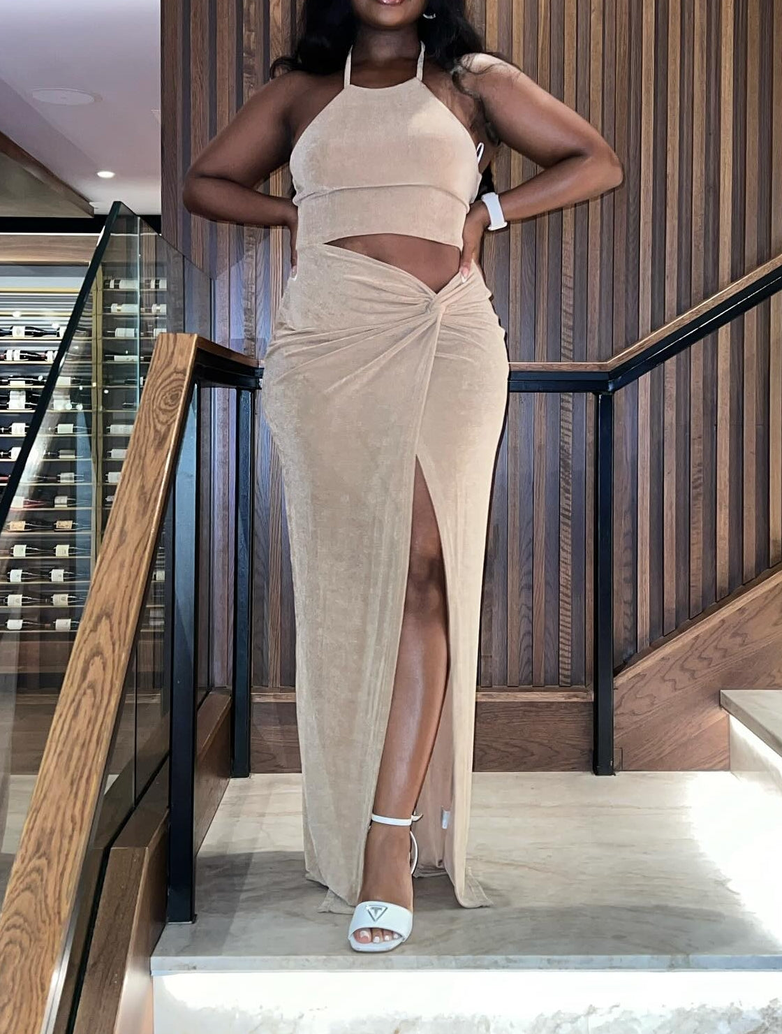 Slit Halter Maxi Dress
