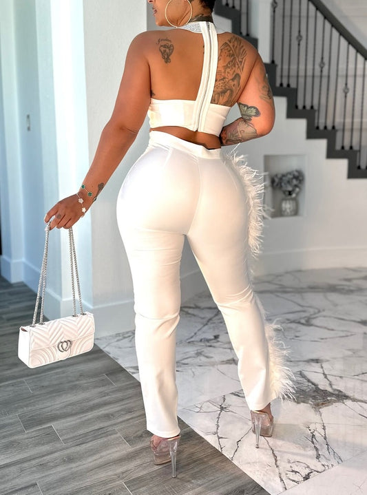 Round Shiny Ring Halter Two-Piece Set