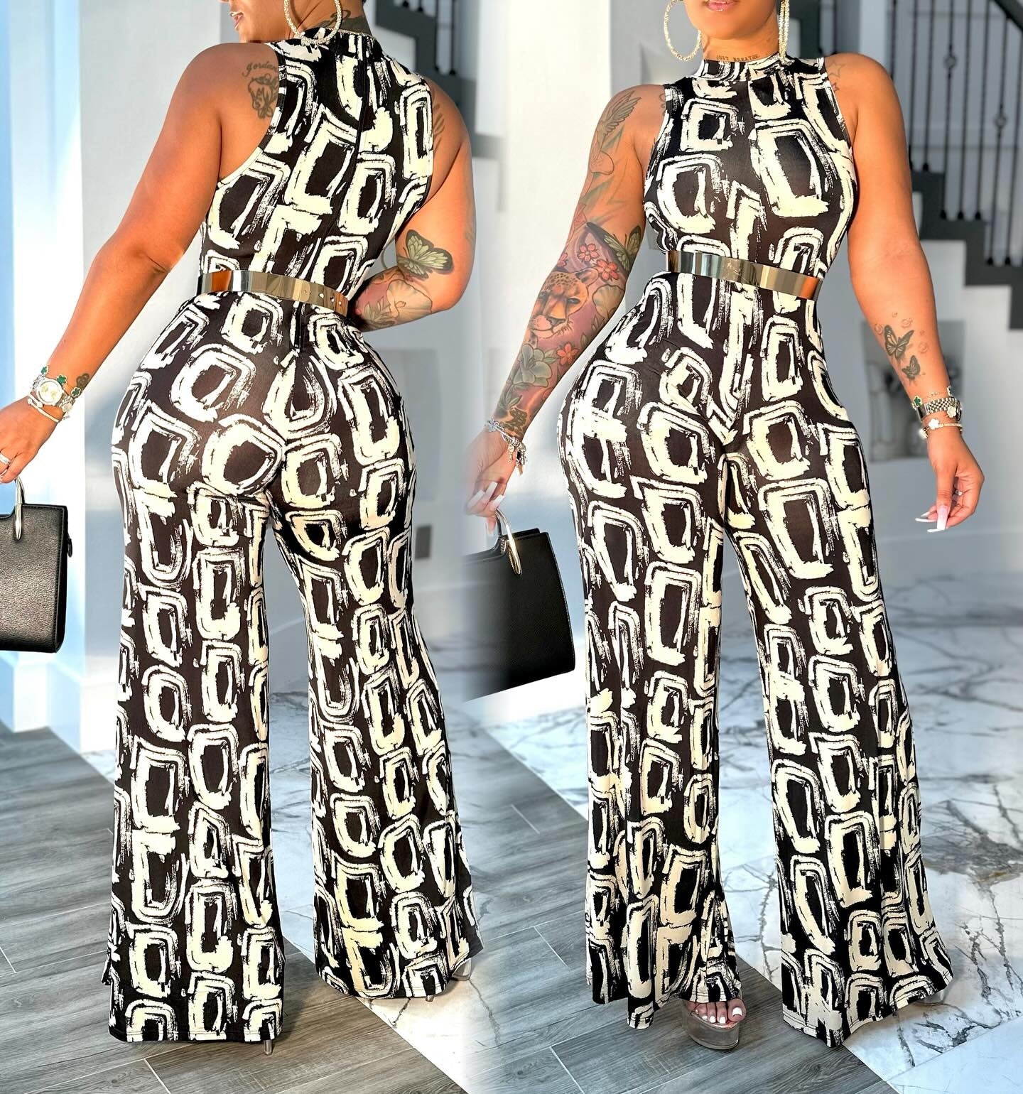 Sleeveless Print Jumpsuit