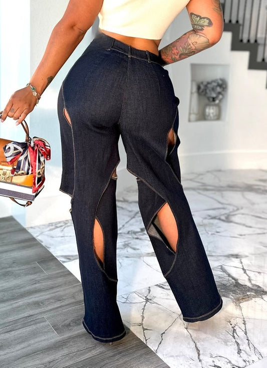 Navy Cut-out Jeans