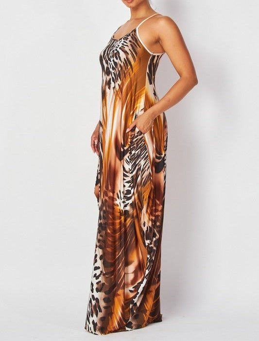 Leopard Swirl Maxi Dress