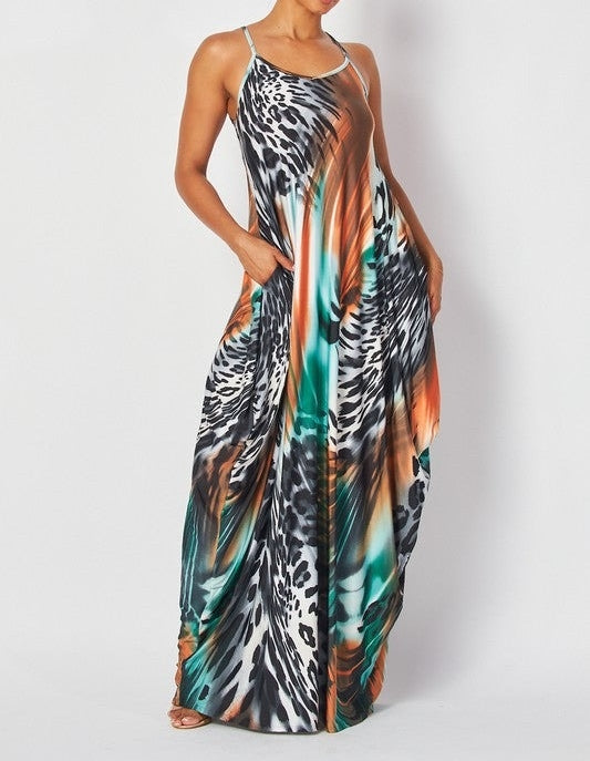 Leopard Swirl Maxi Dress