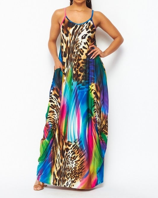 Leopard Swirl Maxi Dress