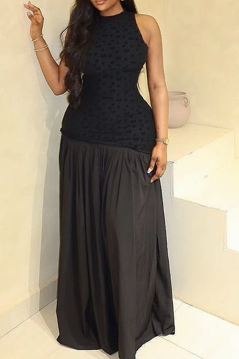 Floral Patchwork Sleeveless Maxi Dress