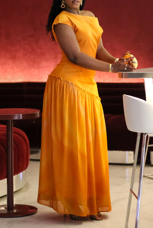 Sunset Asymmetric Maxi Dress