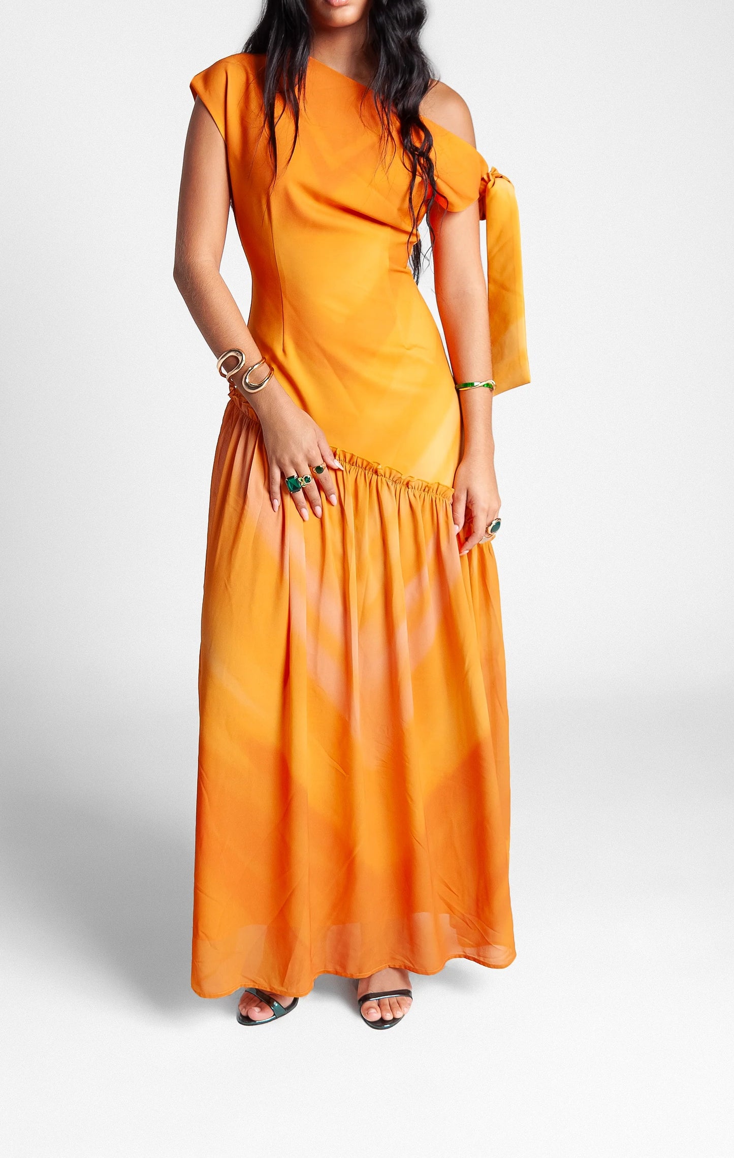 Sunset Asymmetric Maxi Dress