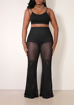 Mesh Flare Pants