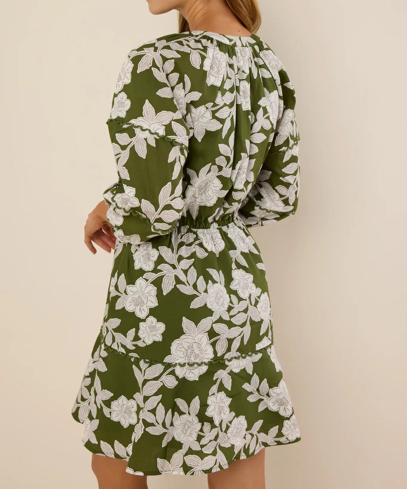 Flattering Green Allover Floral Print Mini Dress