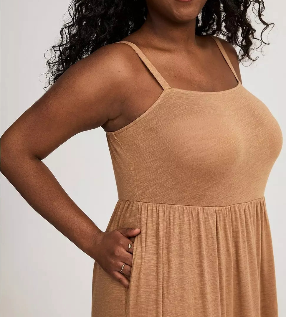 Tobacco Brown Tiered Maxi Dress