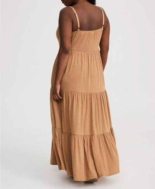 Tobacco Brown Tiered Maxi Dress