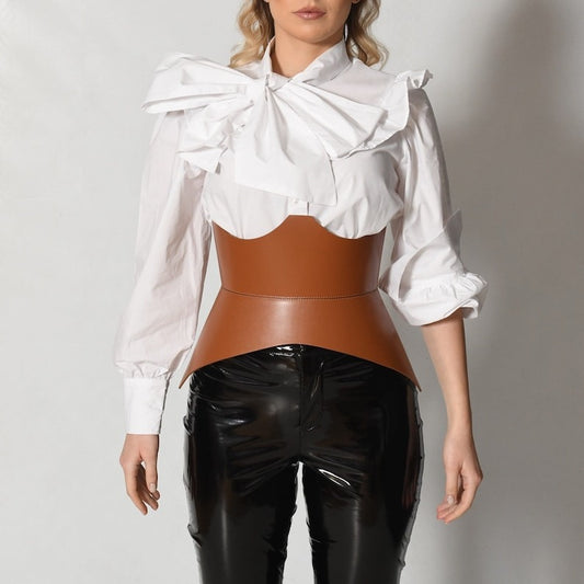 Hourglass Wide Belt Curved Leather Corset