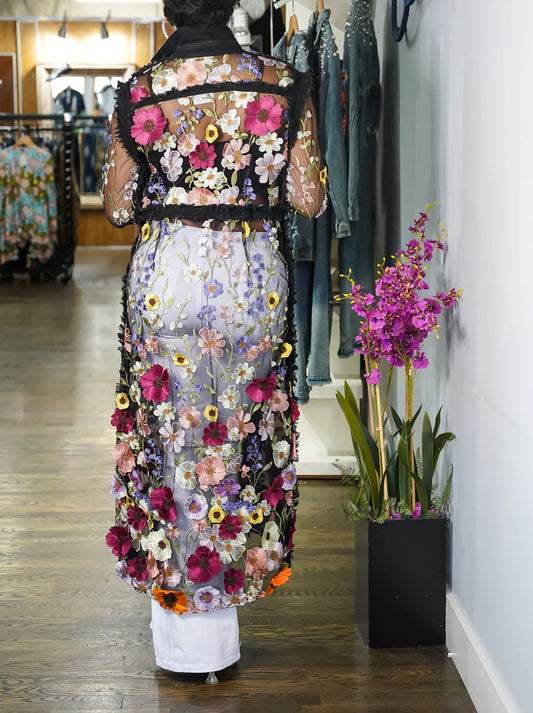 Flower Petal Denim Long Jacket
