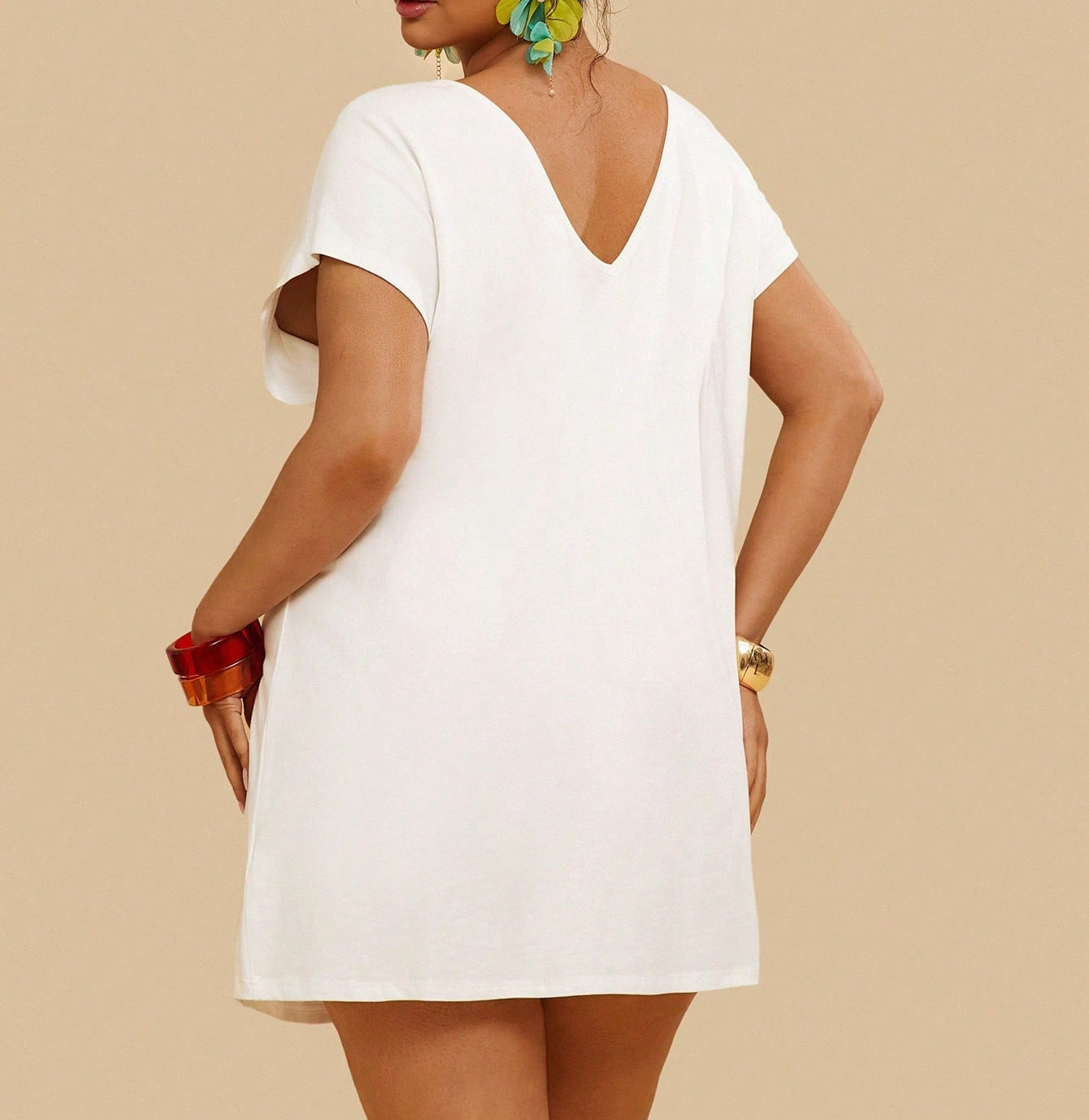Tropical Print Plus Size Casual T-Shirt Dress