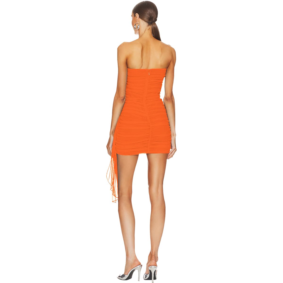Sexy Mesh Strapless Bodycon Ruched Mini Dress