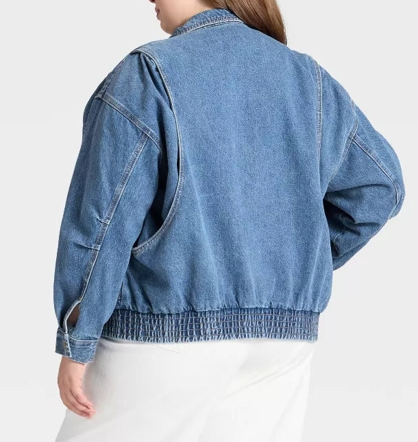 Relaxed Denim Bomber Jacket