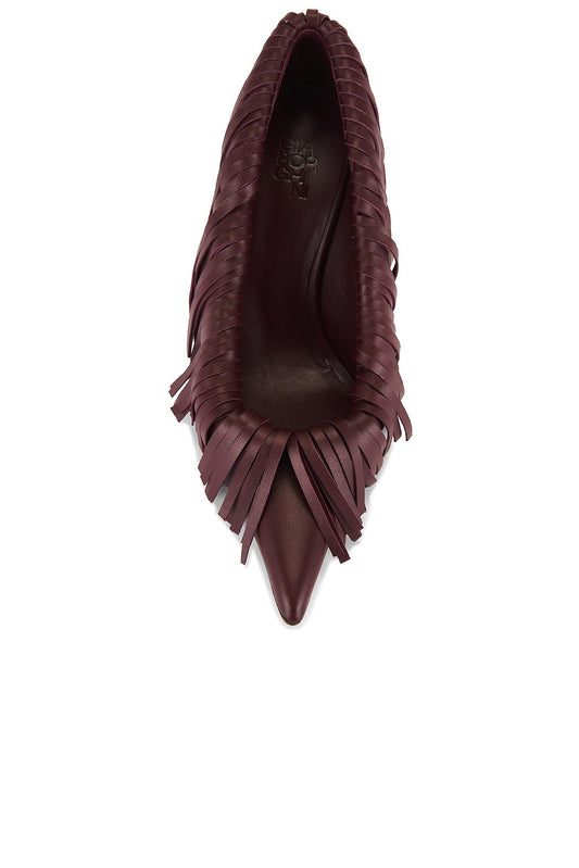 Burgundy Fringe Heel