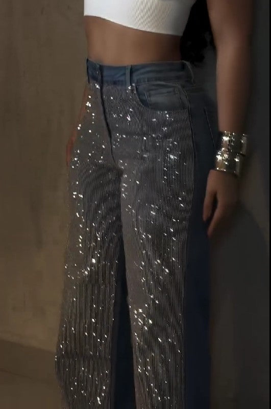 Jeans With Sparkling Rhinestones
