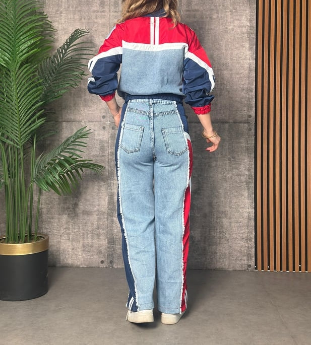 Parachute Fabric Fringed Denim Suit