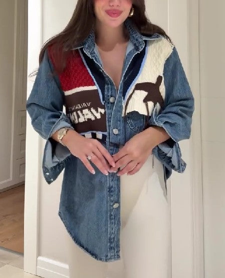 Blue Knit Denim Shirt