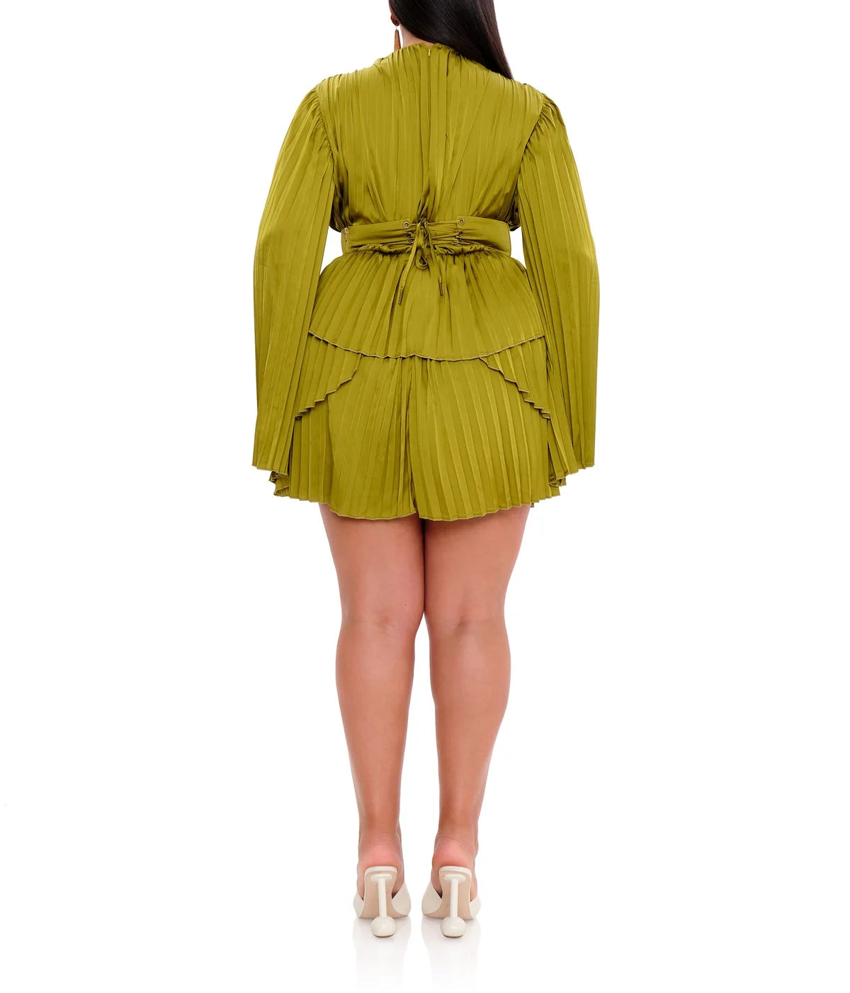 Lime Pleated Mini Dress
